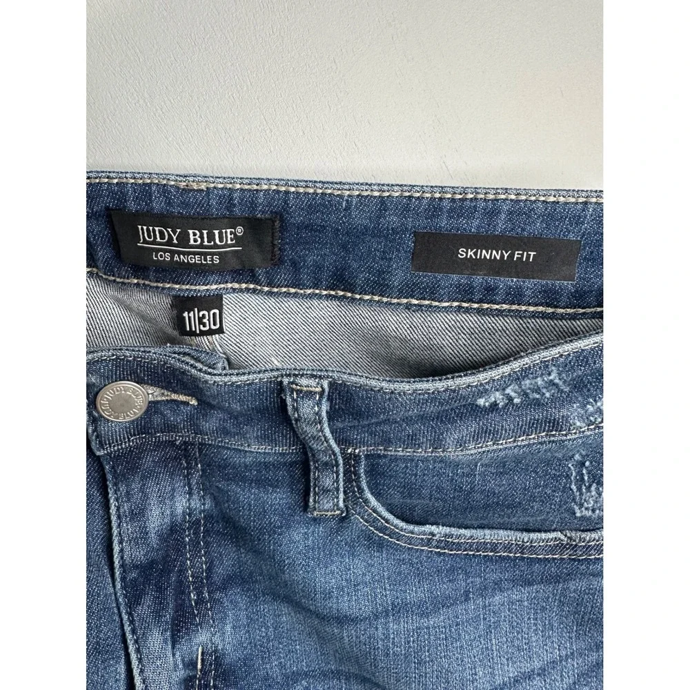 Judy Blue Distressed Skinny‎ Jeans Frayed Hem Women's Size 11/30